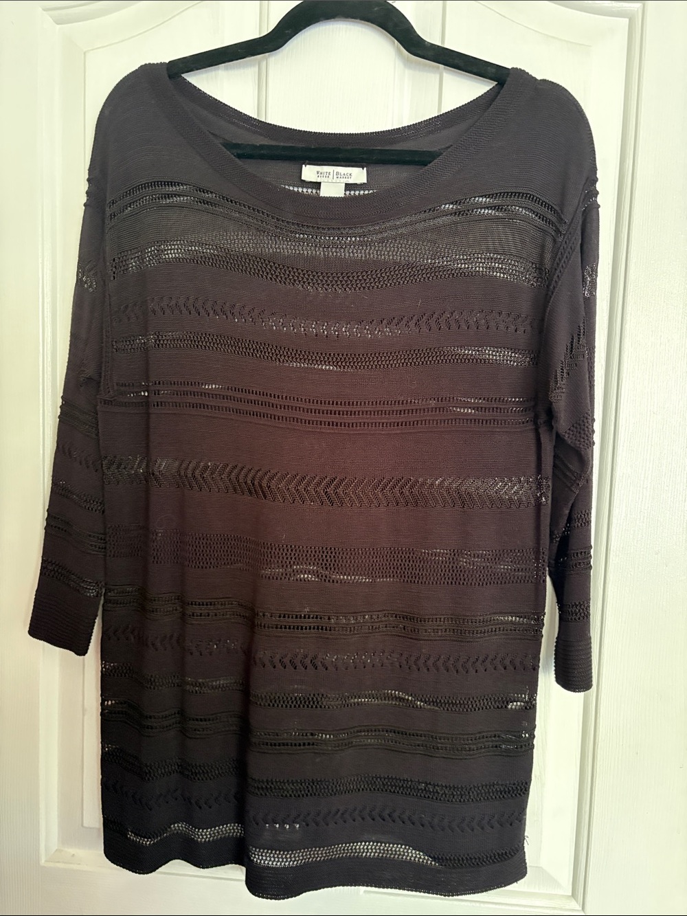 White House Black Market Dark Brown Open-Knit Sweater Top